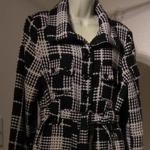 Black and White Wool Trench Coat